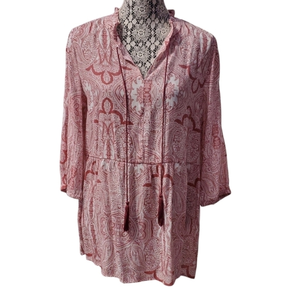 Como Vintage Tops - Como Vintage Women's Paisley Boho Top Petite L